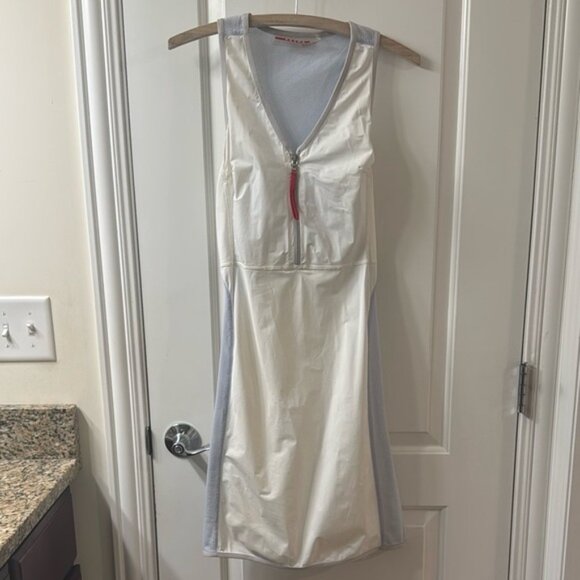 Prada White and Light Blue Mesh Racerback Sport Dress Size 42 - Picture 11 of 11